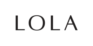 A black and white image of the lola logo.