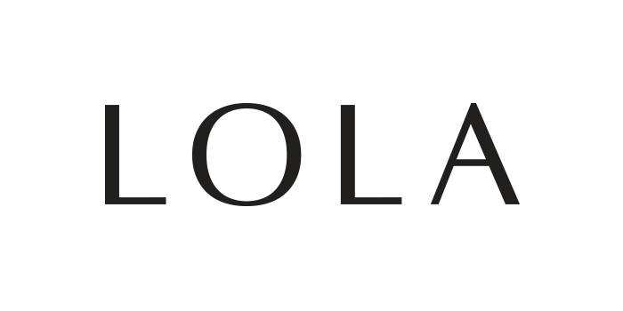 A black and white image of the lola logo.